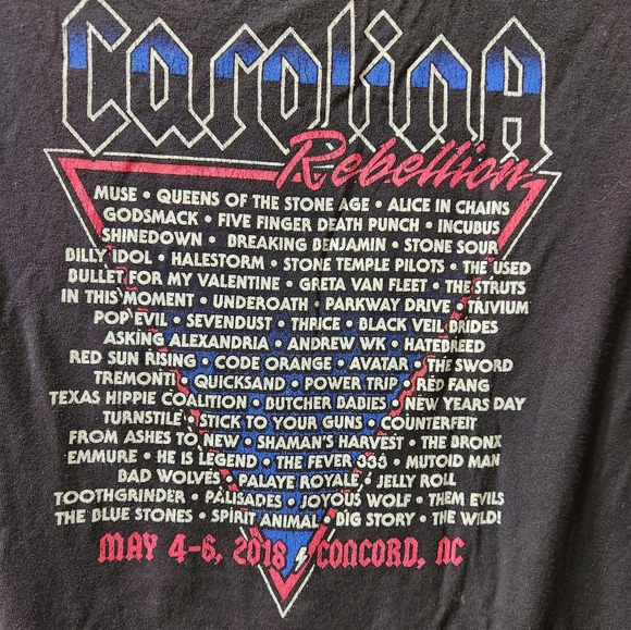 Carolina Rebellion May 4-6th 2018 Concert Band Performance Line Up Tshirt - Picture 3 of 6